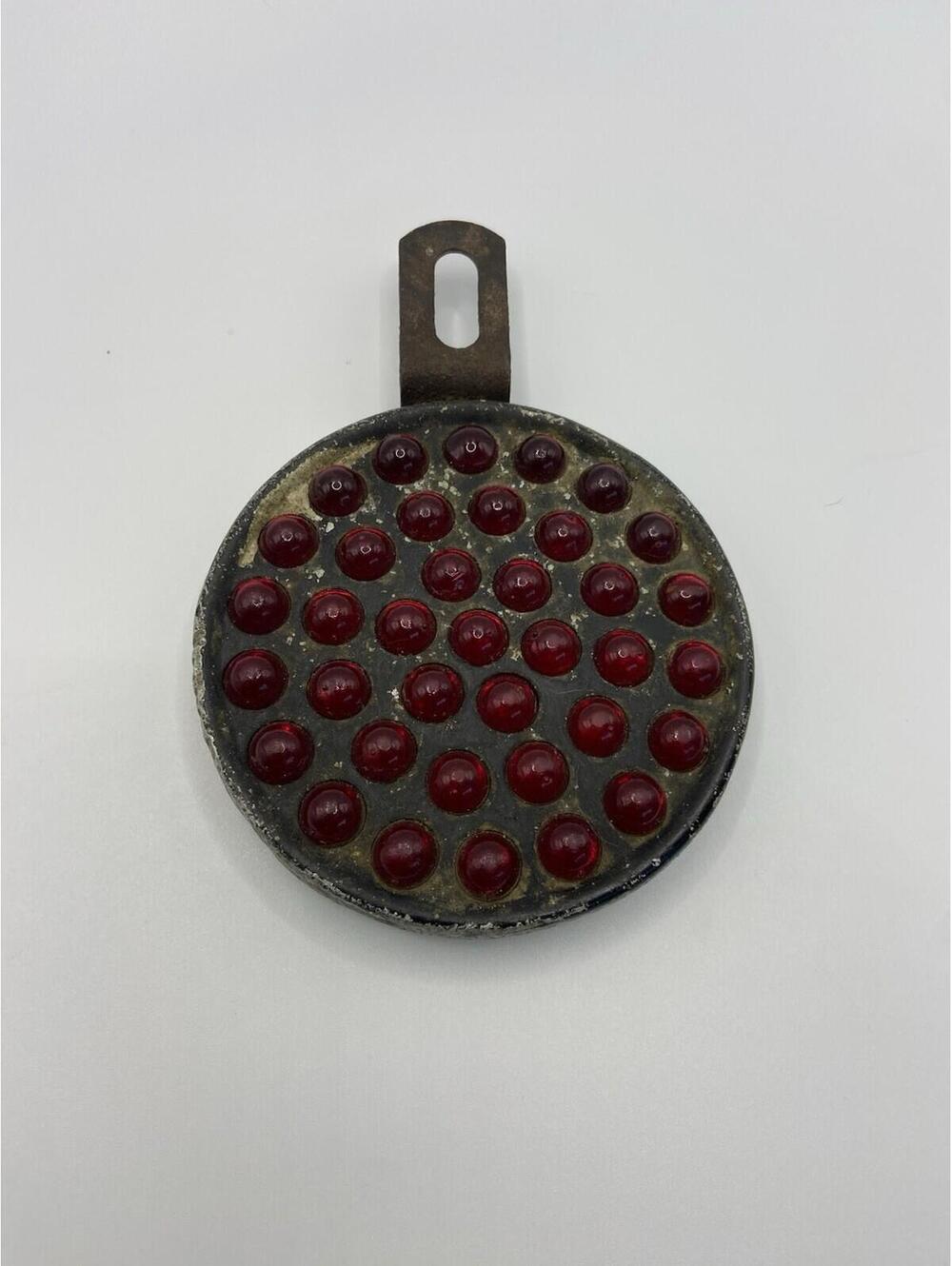 Vintage 30s/40s PERSONS MAJESTIC MFG Industrial Ruby Red Glass Marble Reflector